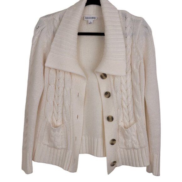 Chunky Knit Button Up Cardigan St Johns Bay size small - Picture 2 of 8